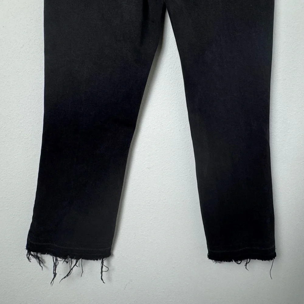 Free‎ People Jeans Dylan High Rise Bootcut Raw Hem Exposed Button Fly Size 28
